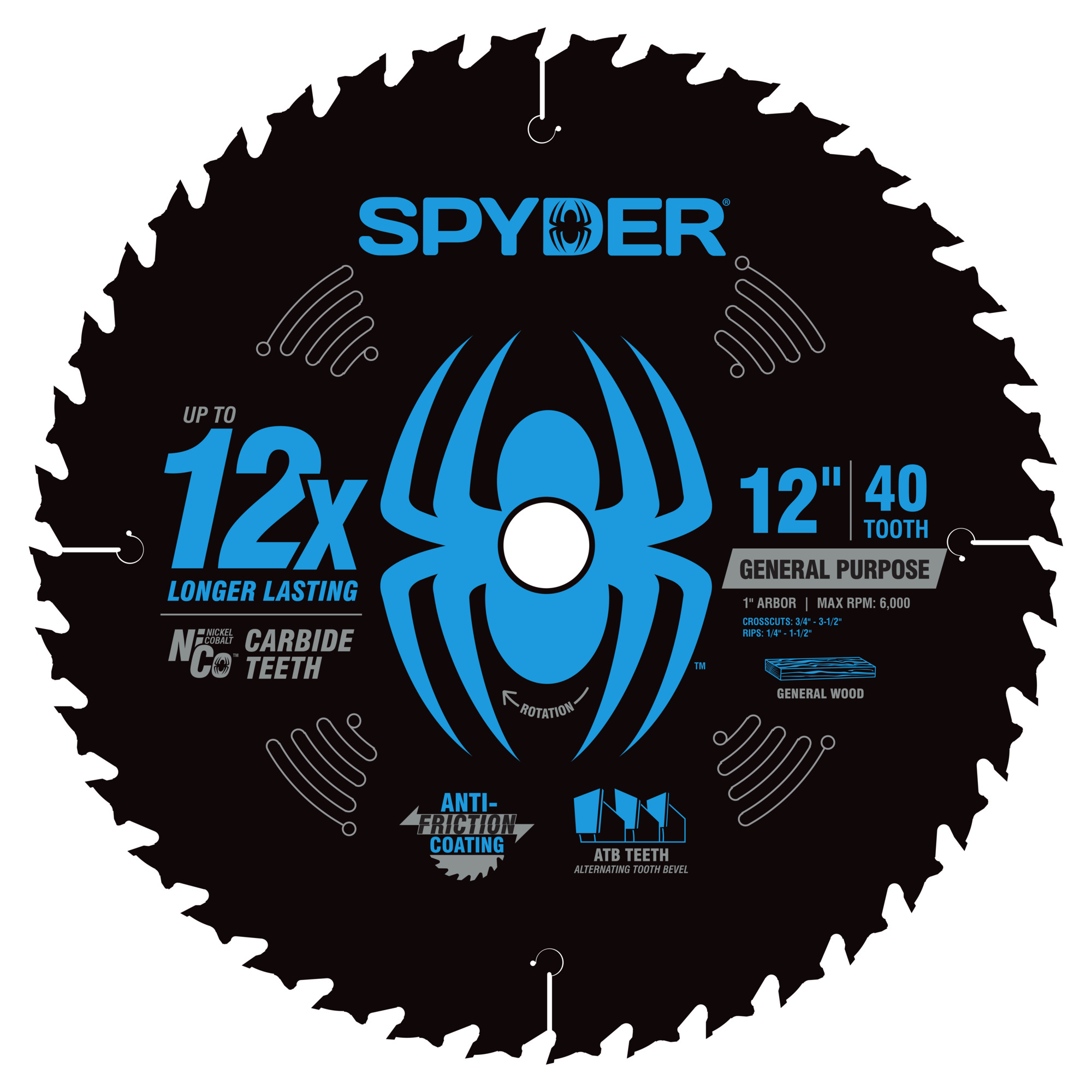 Spyder 2-Piece Saw Blade Set — 12in., 40-Tooth & 80-Tooth, NiCo Carbide, ATB, Model# 13113